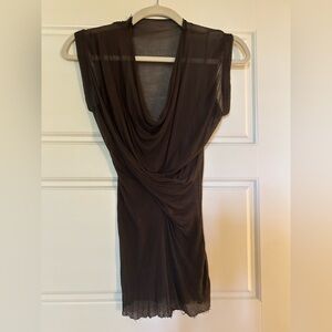 Rick Owens very sheer cowl neck ruched detail tank - brown - size XS